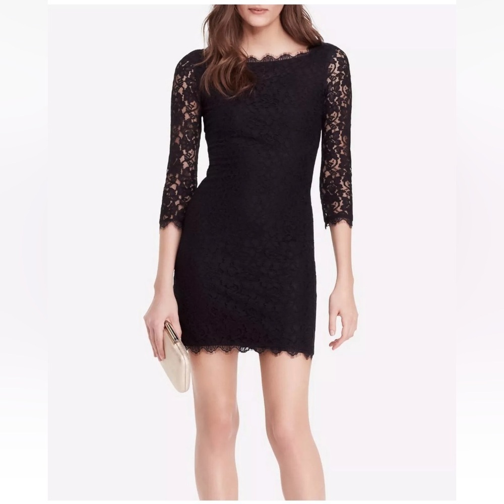 Diane Von Furstenberg Dvf Zarita Lace Dress Black Retail $348 Sz 6